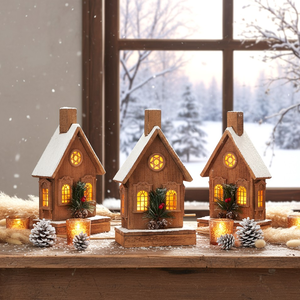 Dekoracja świąteczna LED domek drewniany 29 cm SAN NICOLA