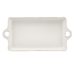 Półmisek prostokątny Talerz do ciasta 30 x 15 cm CLARA Gold Ivory