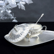 Cukiernica posrebrzana z łyżeczką wysokość 11,5 cm SILBER 2