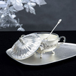 Cukiernica posrebrzana z łyżeczką wysokość 11,5 cm SILBER 2