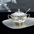 Cukiernica posrebrzana z łyżeczką wysokość 11,5 cm SILBER 1
