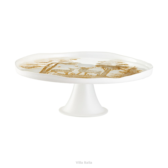 Patera szklana 27,5 cm FORESTA GOLD
