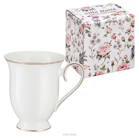 elegancki kubek porcelanowy biały zdobiony ręcznie złotem