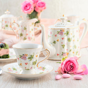 Serwis do kawy herbaty porcelanowy na 12 osób WALENCJA Ivory