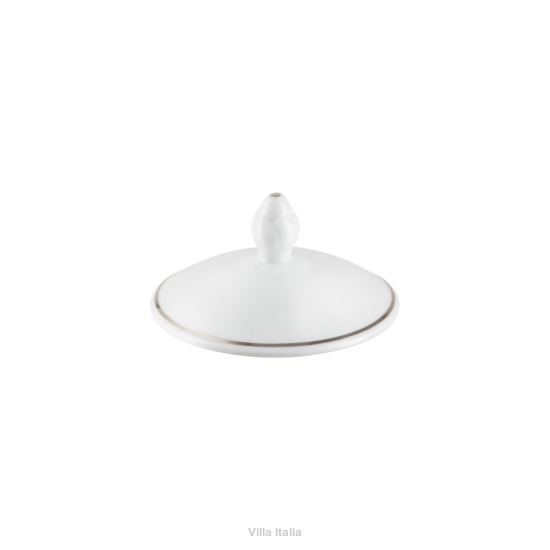 Przykrywka do cukiernicy 8,5 cm porcelanowa UNIWERSALNA srebrna obwódka