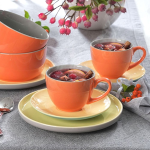 Zestaw śniadaniowy dla 2 osób BORNEO orange-yellow-grey
