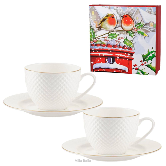 Zestaw 2 filiżanek porcelanowych BARI GOLD w pudełku prezentowym