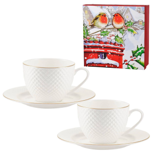 Zestaw 2 filiżanek porcelanowych BARI GOLD w pudełku prezentowym