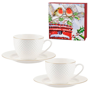 Zestaw 2 filiżanek porcelanowych BARI GOLD w pudełku prezentowym