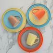 Serwis obiadowy Komplet talerzy na 6 osób BORNEO orange-grey 6