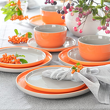 Komplet talerzy na 6 osób porcelanowy BORNEO orange-grey 6