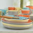 Serwis obiadowy Komplet talerzy na 6 osób BORNEO orange-grey 9