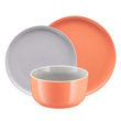 Komplet talerzy pomarańczowo-szarych porcelanowych