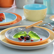 Komplet talerzy pomarańczowo-szarych porcelanowych na prezent