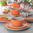 Komplet talerzy na 6 osób porcelanowy BORNEO orange-grey 5
