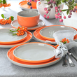 Komplet talerzy na 6 osób porcelanowy BORNEO orange-grey 2