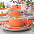 Komplet talerzy na 6 osób porcelanowy BORNEO orange-grey 3