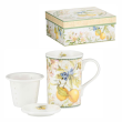 Kubek z zaparzaczem porcelanowy dekorowany 300 ml LEMON 1