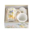 Kubek z zaparzaczem porcelanowy dekorowany 300 ml LEMON 7