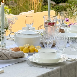 Serwis obiadowo kawowy porcelanowy na 12 osób z wazą FLORIAN