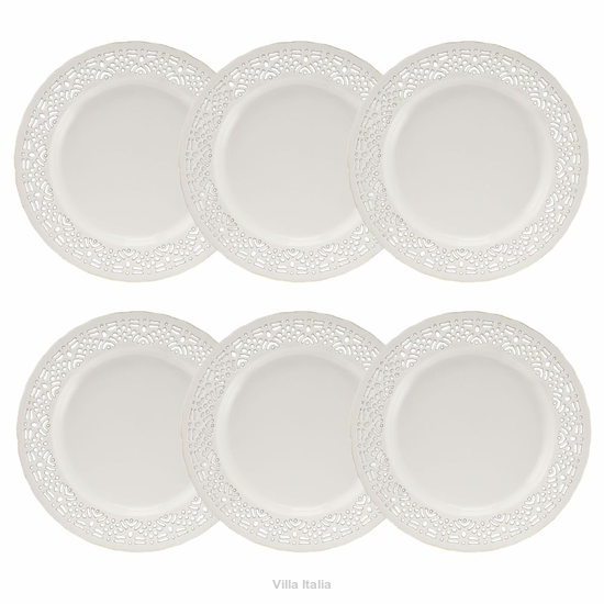 Komplet talerzyków deserowych 19 cm 6 sztuk CLARA Gold Ivory