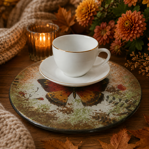 Zestaw dla 1 osoby filiżanka do espresso porcelanowa i talerzyk szklany deserowy UNICO 23