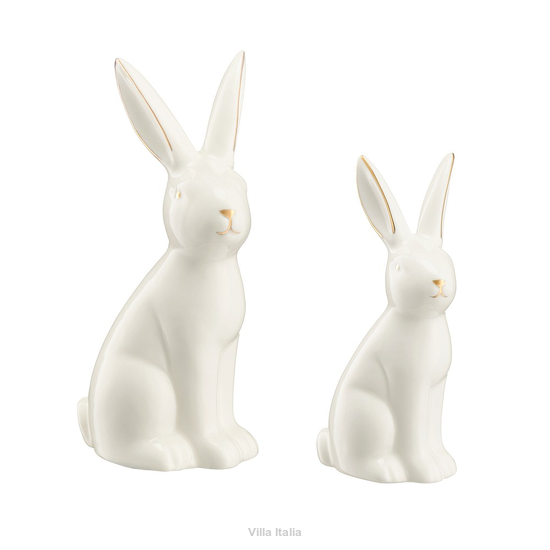 figurki zajączków z porcelany dekorowane złotem