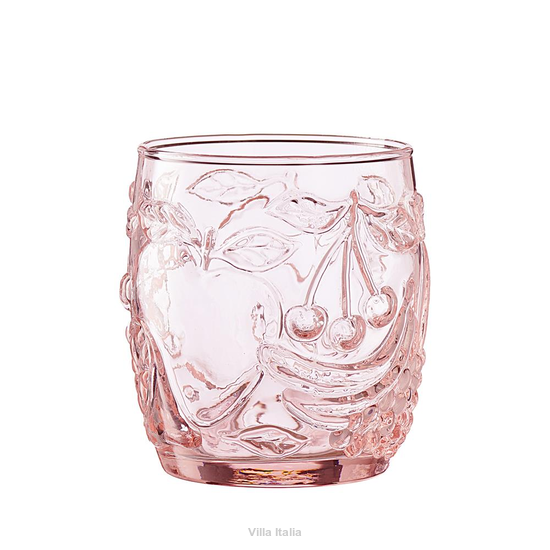 Szklanka różowa z tłoczonym wzorem 300 ml CHERRY