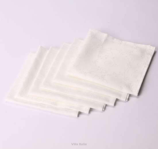 Serwetka na stół z tkaniny kwadratowa Komplet 6 sztuk 40 x 40 cm CYNTHIA WHITE 