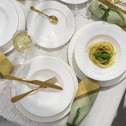 Serwis obiadowy Komplet talerzy porcelanowych na 6 osób MESYNA GOLD