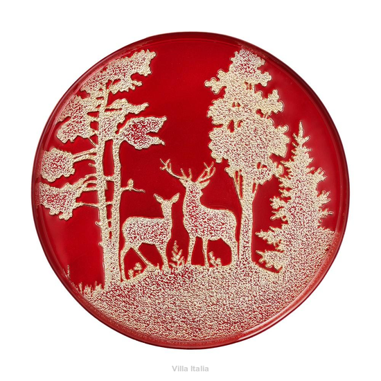 Talerz do ciasta szklany 31,5 cm FORESTA RED