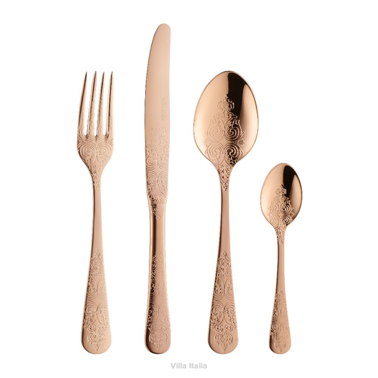 zestaw sztućców obiadowych miedzianych