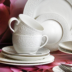 Serwis obiadowo kawowy na 12 osób porcelanowy GLORIETTA