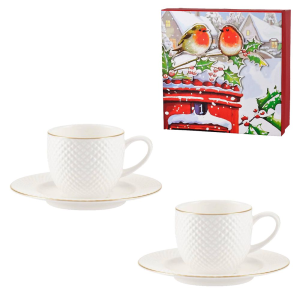 Zestaw 2 filiżanek do espresso BARI Gold w pudełku prezentowym