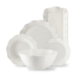 zestaw obiadowy porcelanowy z tłoczonym wzorem