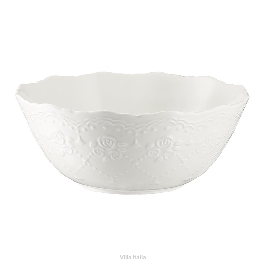 elegancka salaterka porcelanowa biała z reliefem