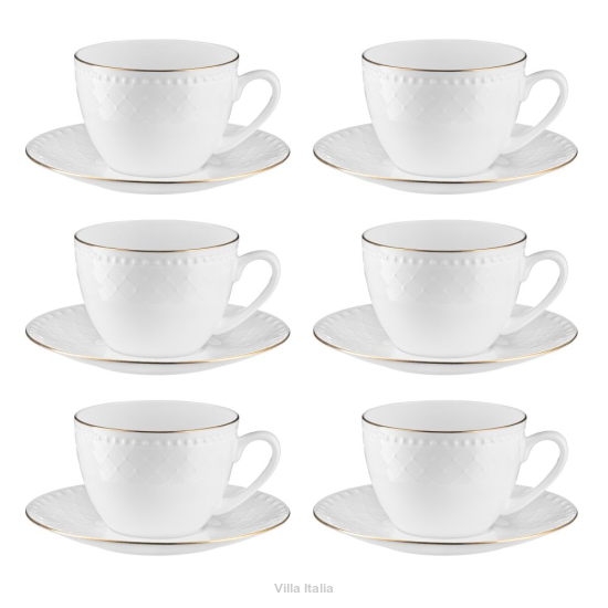 Komplet filiżanek porcelanowych 250 ml 6 sztuk ROMA GOLD