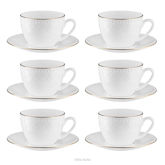 Komplet filiżanek porcelanowych 250 ml 6 sztuk ROMA GOLD
