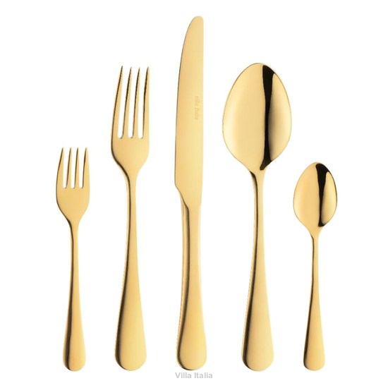 Złote nowoczesne sztućce obiadowe