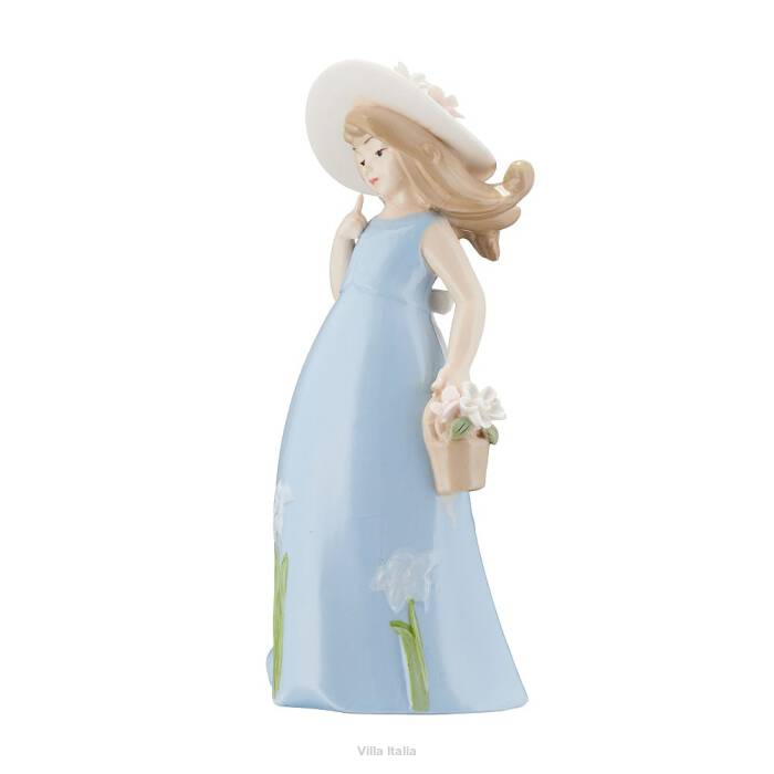 figurka porcelanowa dziewczynka w niebieskiej sukience