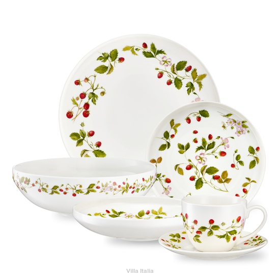 Serwis obiadowo kawowy porcelanowy na 6 osób FRAGOLETTA
