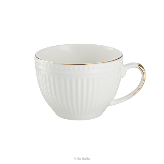 filiżanka biała porcelanowa dekorowana ręcznie złotem
