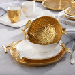 komplet talerzy deserowych porcelanowy na 6 osób malowany ręcznie złotem do jadalni