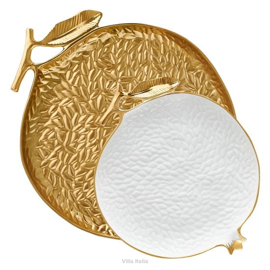 elegancki komplet talerzy deserowych porcelanowy na 6 osób malowany ręcznie złotem
