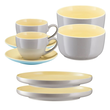 Zestaw śniadaniowy dla 2 osób BORNEO yellow-grey 1