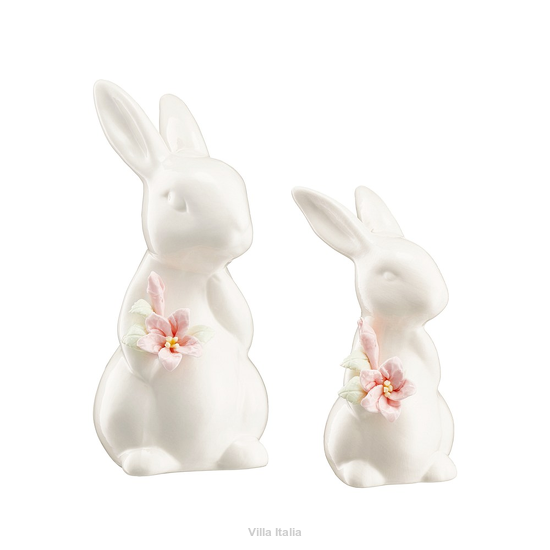 Dwie figurki zajączków z porcelany 