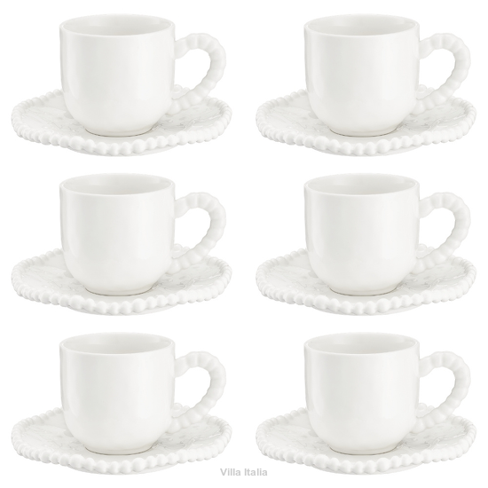Nowoczesny zestaw 6 filiżanek z porcelany do kawy i herbaty
