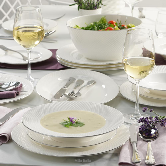 zestaw obiadowy porcelanowy z platyną