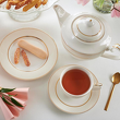 luksusowy biały serwis obiadowo kawowy porcelanowy dla 6 osób