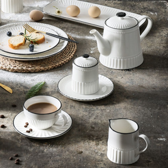 Serwis obiadowo kawowy porcelanowy na 6 osób PILLAR